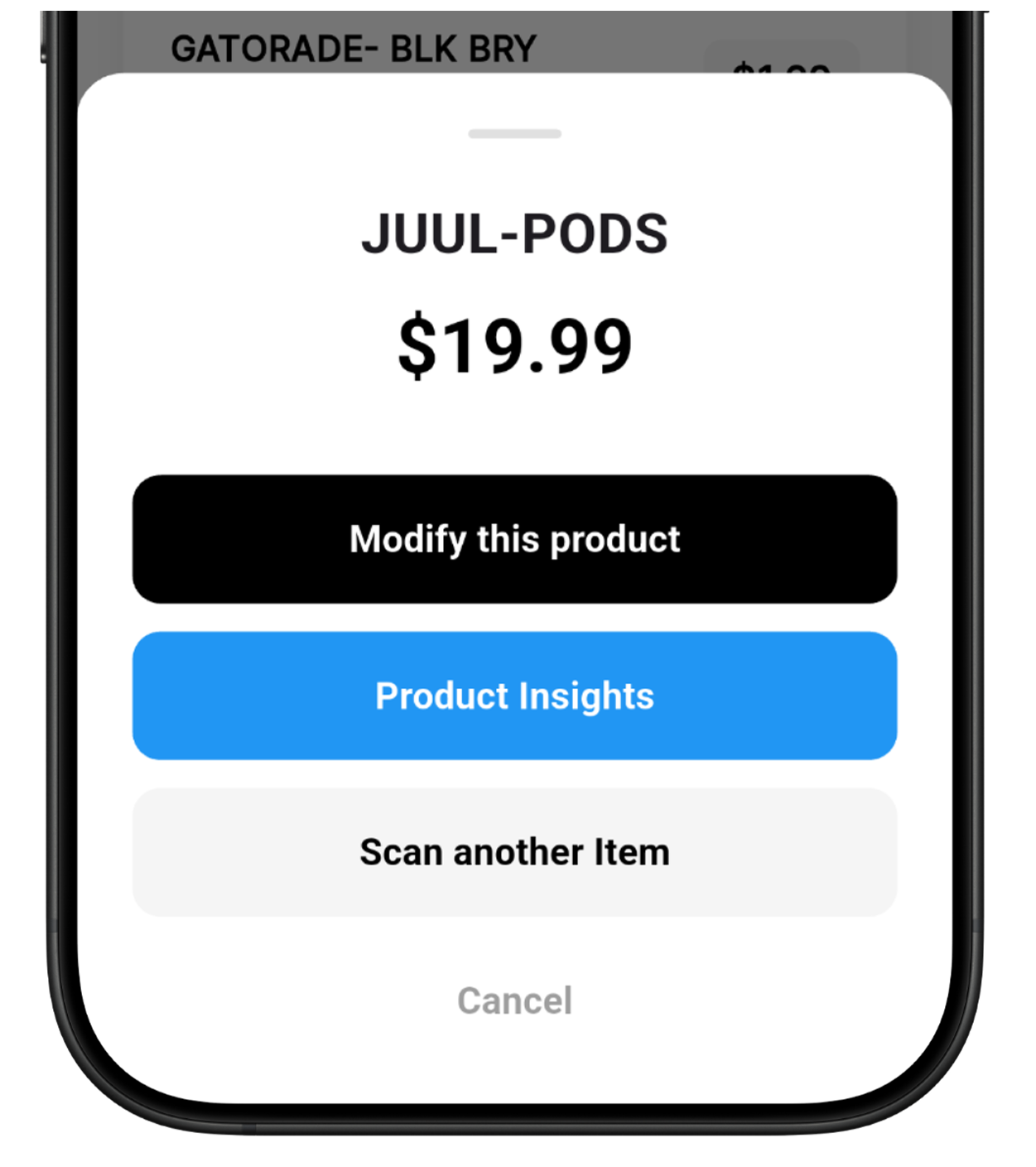 Pexelink app showing barcode scanning