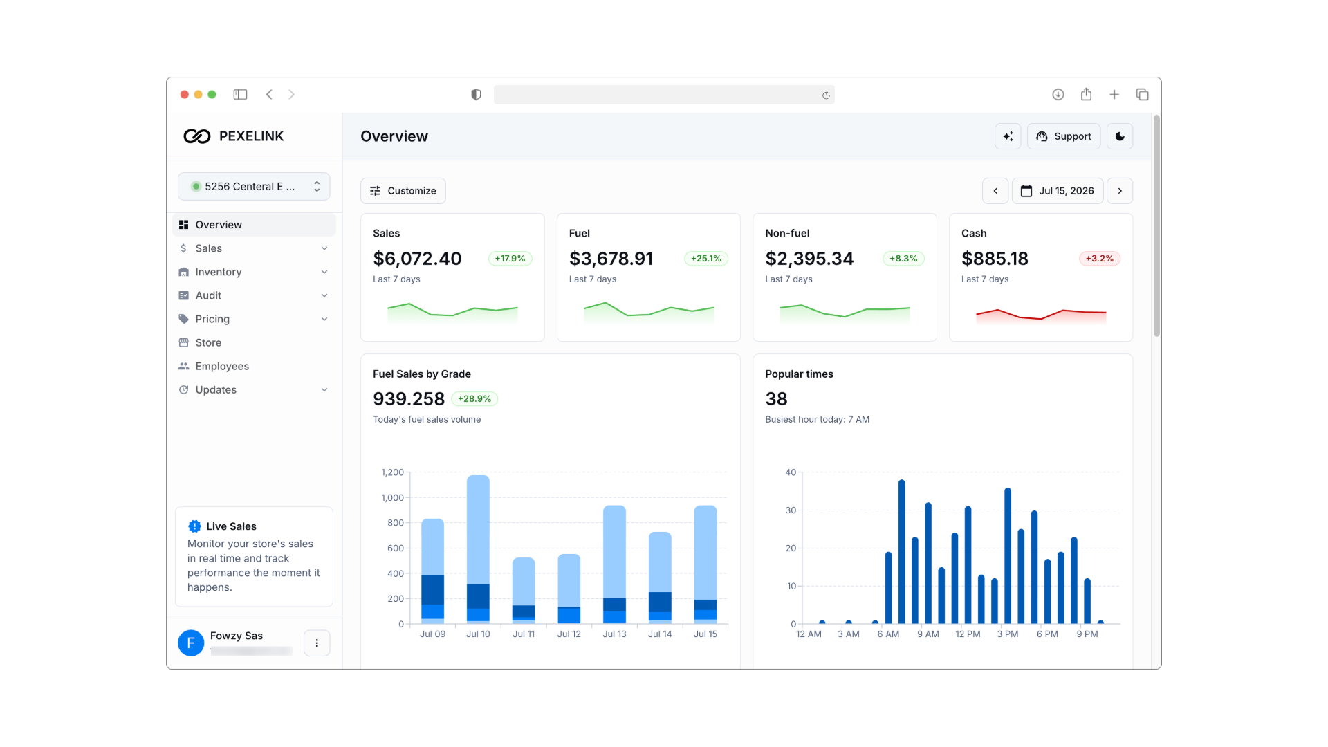 Pexelink web portal in a browser