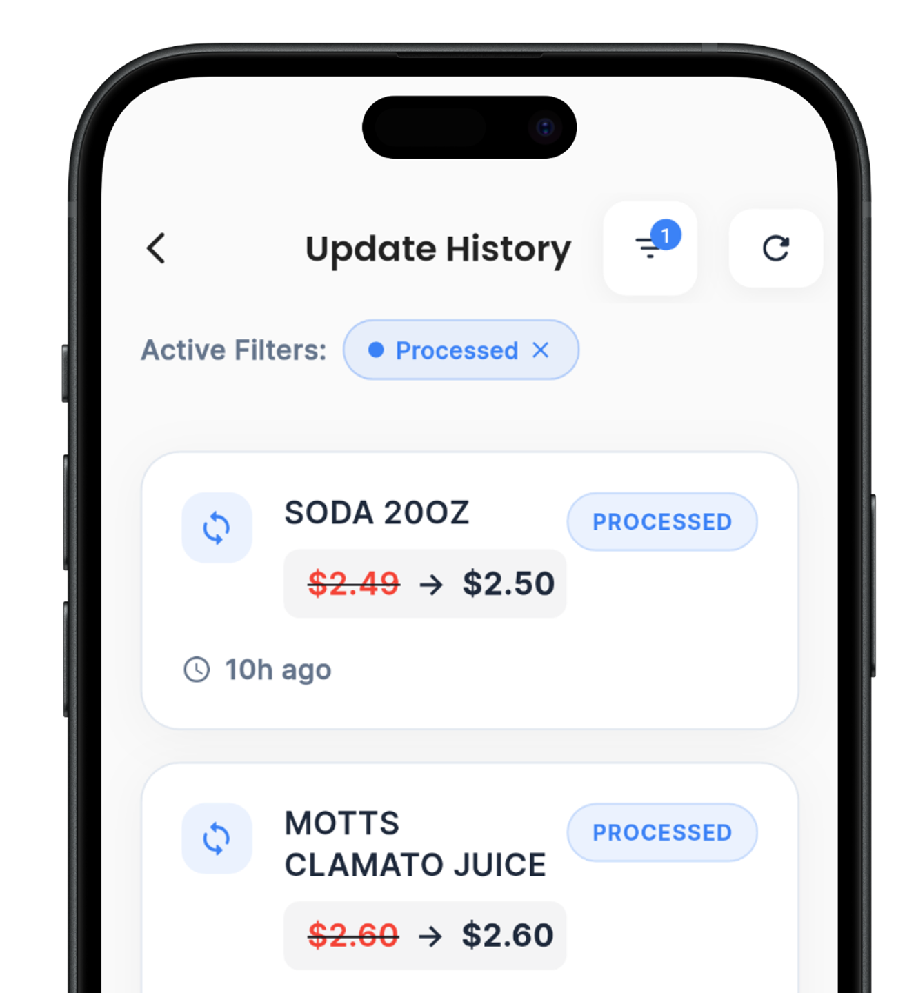 Pexelink app showing update history